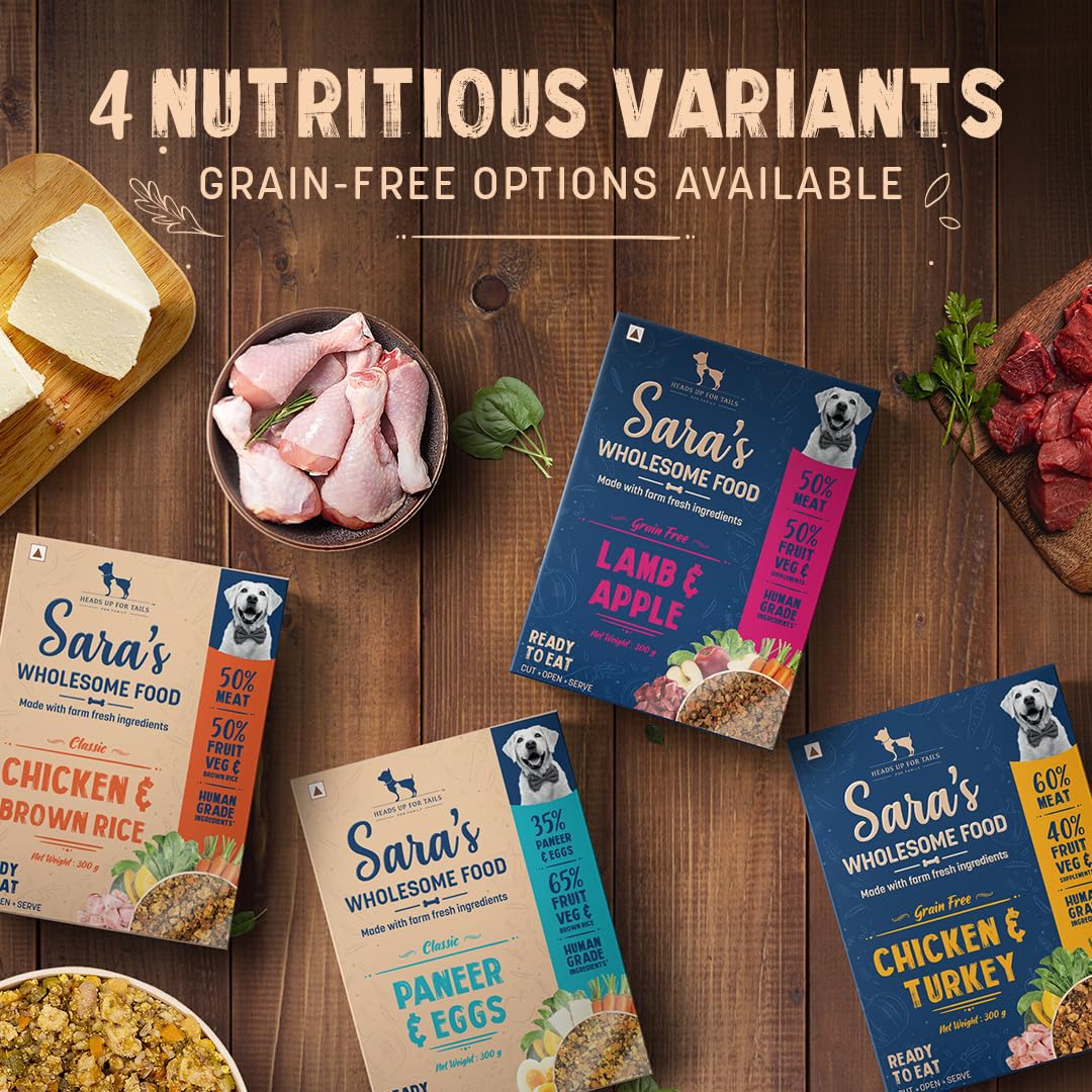 Sara's Wholesome by HUFT Grain-Free Chicken & Turkey Dog Food - 100 gm | Human Grade Ingredients | Gluten Free | Balanced Meal for Adults & Puppies
