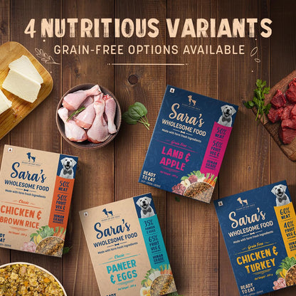 Sara's Wholesome by HUFT Grain-Free Chicken & Turkey Dog Food - 100 gm | Human Grade Ingredients | Gluten Free | Balanced Meal for Adults & Puppies