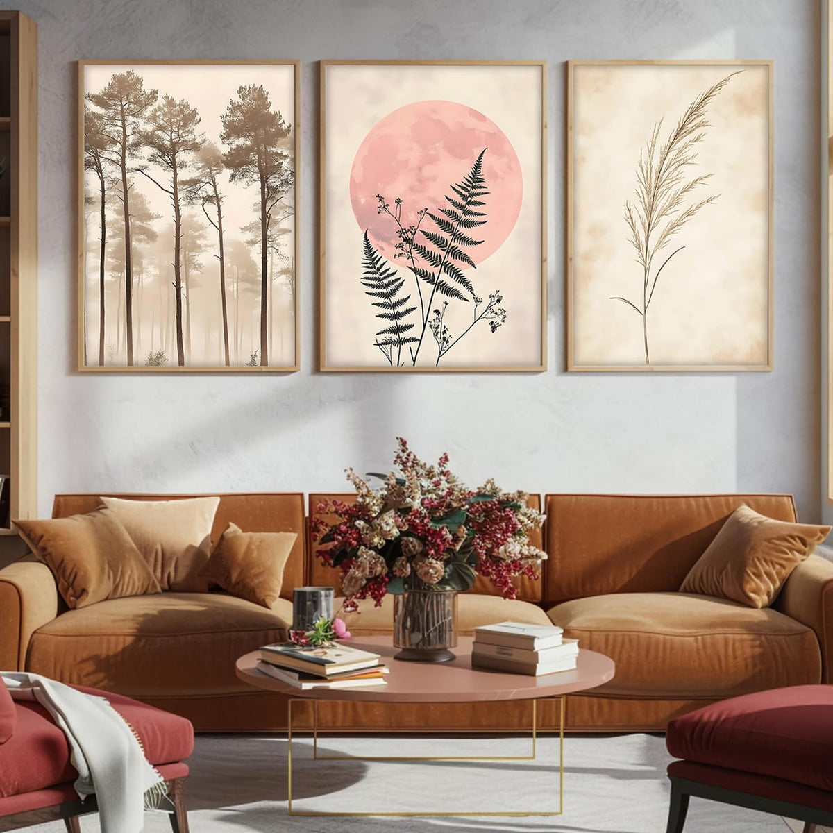 Painting Boho Wall Art Home Decoration Paintings With Frame For Living Room Bed Room Hotel Wall Decor Digital Reprint Set of 3 (Boho 4, 13x19 inch)