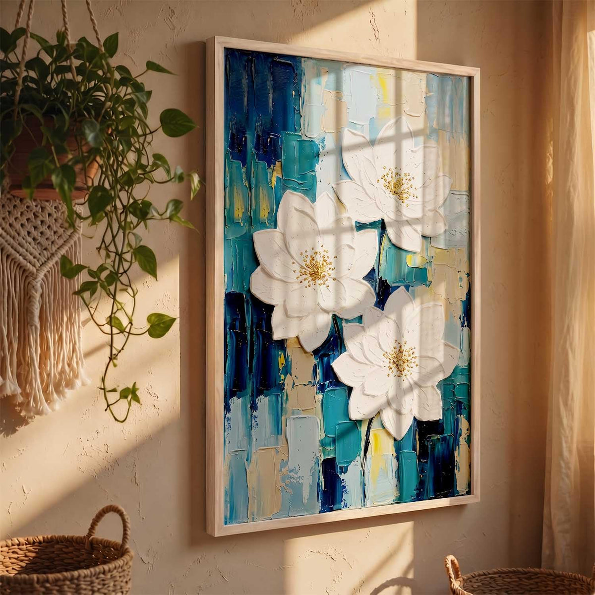 Aesthetic flower Art Home Decoration Painting | Floral Paintings With Frame For Living Room Bed Room Hotel Wall Decor Digital Reprint (13x17 inch)