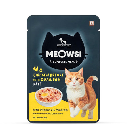 Meowsi by HUFT Chicken Breast with Quail Egg Pate Cat Wet Food - 80 gm | Smooth, Nutritious & Easy-to-Digest Meal for Persian & All Breeds | Rich in Protein for Growth & Wellness