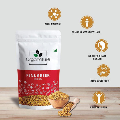 Organature Whole Methi (Fenugreek) 350 Gram-Natural Dried & Indian Spices & Masala|Methi Dana, Whole Fenugreek Seeds, No Artificial Colours & Preservatives