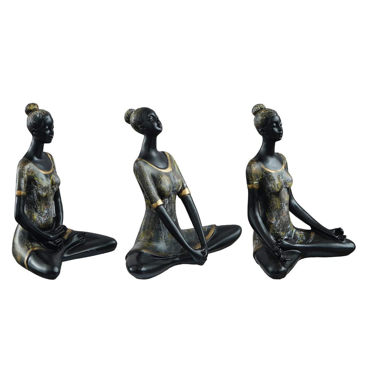 Set of 3 Resin Ladies In Sukhasana Padmasana Butterfly Yoga Poses Yoga Women Statues Showpieces for Home Decor Living Room Bedroom Office Womens Day Gift for Ladies Birthday Gift For Women
