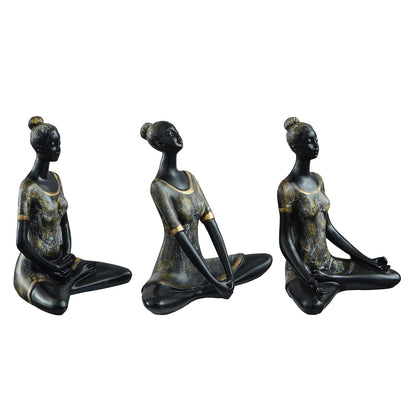 Set of 3 Resin Ladies In Sukhasana Padmasana Butterfly Yoga Poses Yoga Women Statues Showpieces for Home Decor Living Room Bedroom Office Womens Day Gift for Ladies Birthday Gift For Women