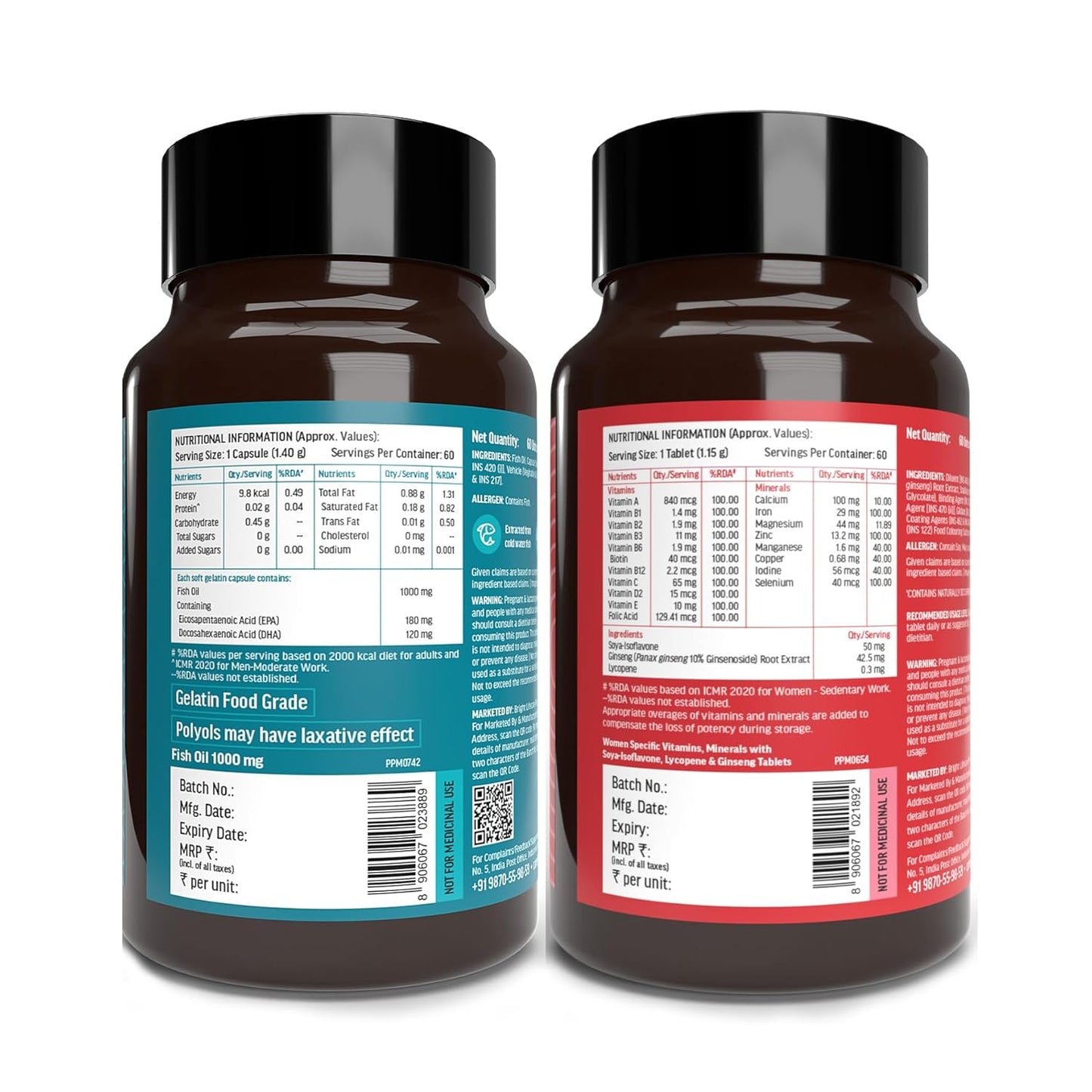 HealthKart hk vitals Fish Oil Omega 3 Capsule 1000mg, (60 Capsules) & Multivitamin For Women (60 Tablets) Combo Pack