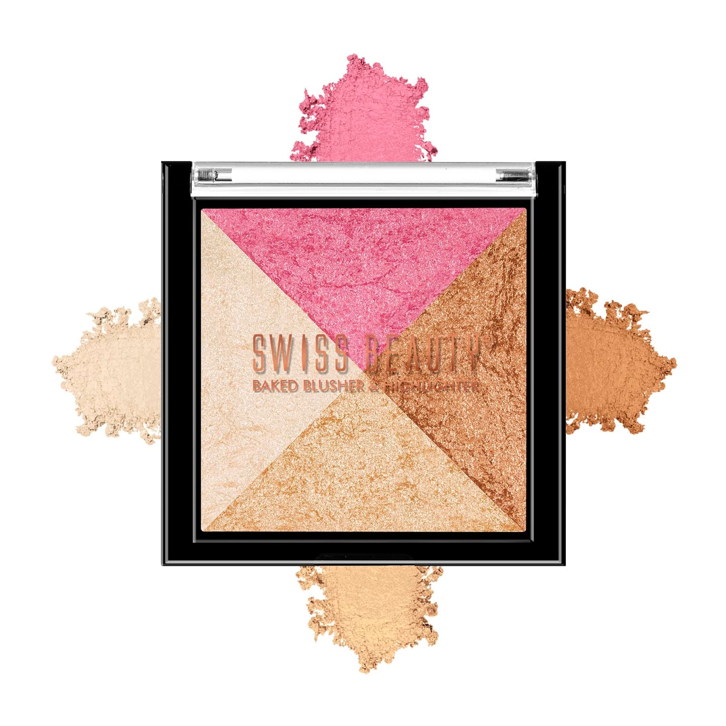 Swiss Beauty Baked Shimmer Blusher And Highlighter Palette For Face Makeup| Multicolor-5, 7 Gm |