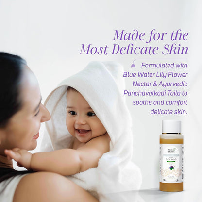 Farmherbs 100% Herbal Plant-Based Gentle Baby Wash for Newborns & Babies, Tear-Free Mild & Moisturizing Formula, pH 5.5 Balanced, Based on Panchavalkadi Thaila, with Blue Water Lily, Botanical Hyaluronic Acid & Natural Vitamin E - 200 ml