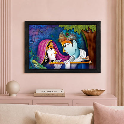 Krishna Radha Art Framed painting | Ready to hang | Absolute Best in Class - (Wood, 12inch x 18 inch)