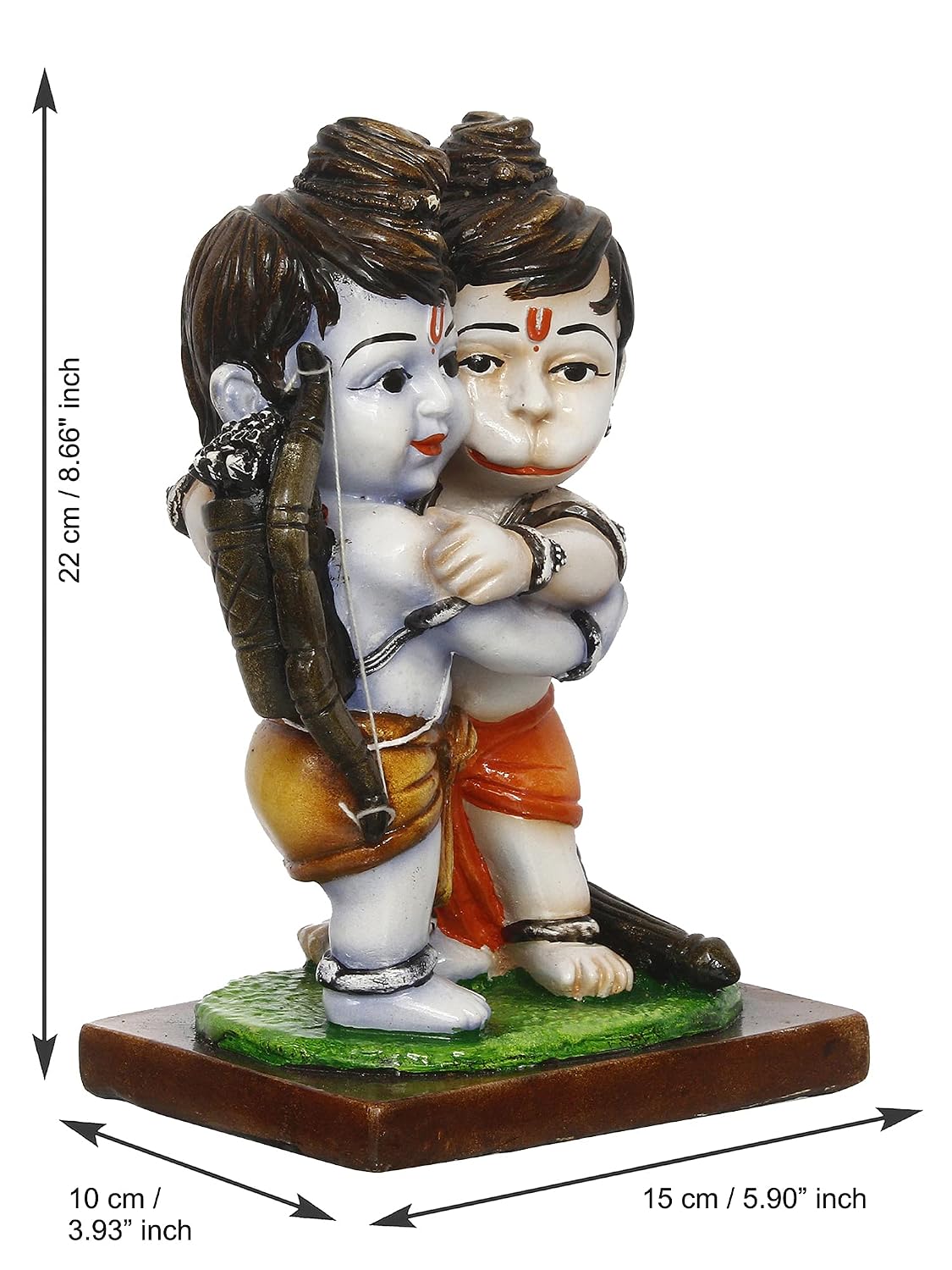 Handcrafted Polyresin Lord Ram Hugging Lord Hanuman Idol - Auspicious Religious Statue for Devotees and Spiritual Seekers - Ideal for Home, Office, Or Temple Decor