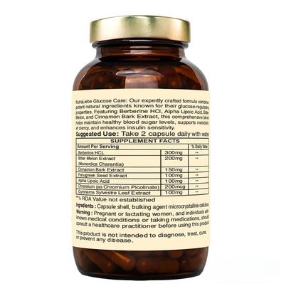 Nutraliebe Premium Blood Sugar Support, Natural Glucose Control with Berberine, Bitter Melon, Cinnamon, 90 Capsules