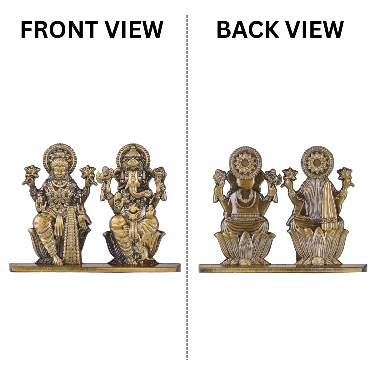 Laxmi Ganesh Idol for Car Dashboard – Brass Finish Decorative Statue Spiritual Gift for Home, Car & Temple (S983-BRS)