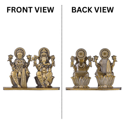 Laxmi Ganesh Idol for Car Dashboard – Brass Finish Decorative Statue Spiritual Gift for Home, Car & Temple (S983-BRS)