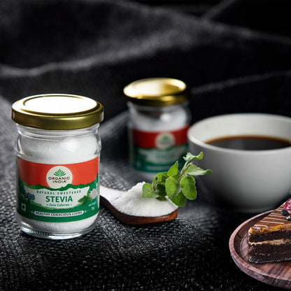 A TATA Product – Organic India Stevia Powder – 75g | Plant-Based Natural Sweetener | Zero Calories | Sugar-Free | Low Glycemic Index