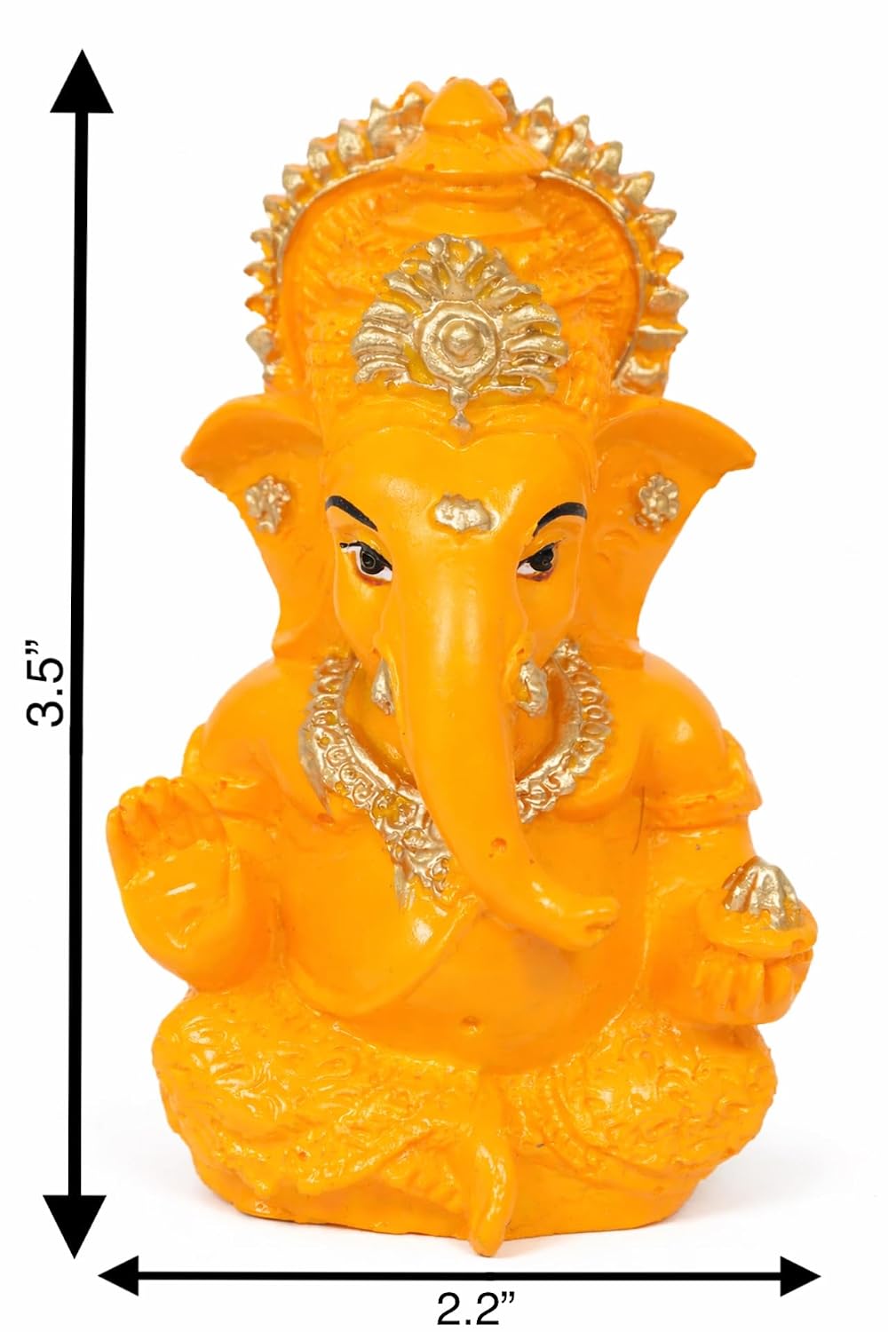Mustard Yellow Ganesha Idol with Foam Flower – 3.5 Inch Polyresin Ganpati for Car Dashboard, Home Mandir & Office – Vastu Decor Gift for New Car, Griha Pravesh, Prosperity & Good Luck (Yellow)