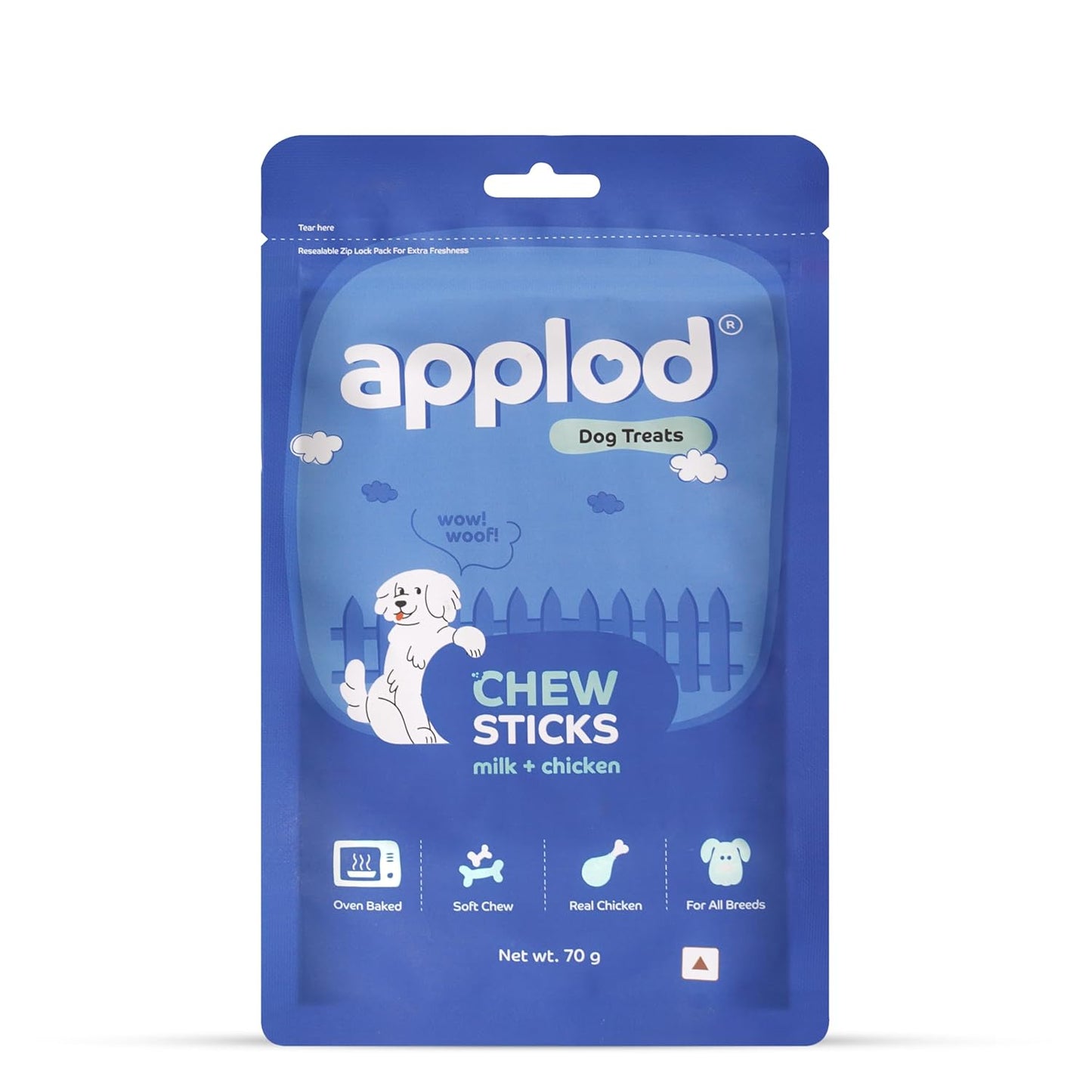 Applod Soft Milk & Chicken Chew Sticks for Puppies & Adult Dogs | Soft & Chewy Training Treats for All Breeds | Healthy Easy-to-Chew Dog Snacks | 70g