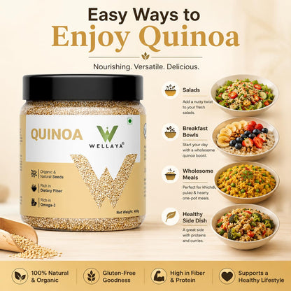 WELLAYA Quinoa Seeds | High Protein & Fiber Quinoa Seeds for Eating | Rich Nutrient Whole Grain | Healthy Food