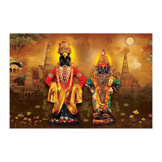 Vitthal Rukmini Paintings for Living room, Vitthal Rukmini Poster Big Size with Sparkle Coated Lamination - 2233 (Self Adhesive) 18x24 Inch