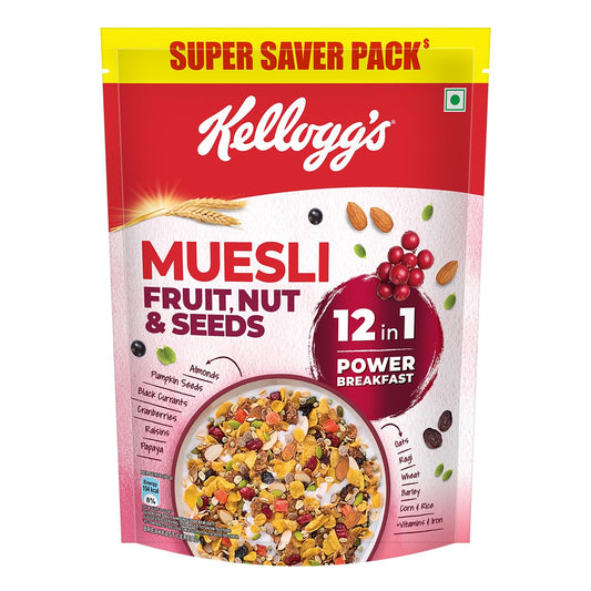 Kellogg's Muesli Fruit Nut & Seeds 750G | 12-In-1 Power Breakfast | USA'S No. 1 Muesli | Multigrain Breakfast Cereal