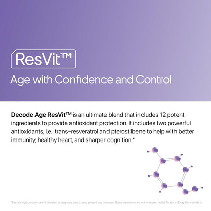 Advertisement for ResVit with text about age protection and control on a purple background.