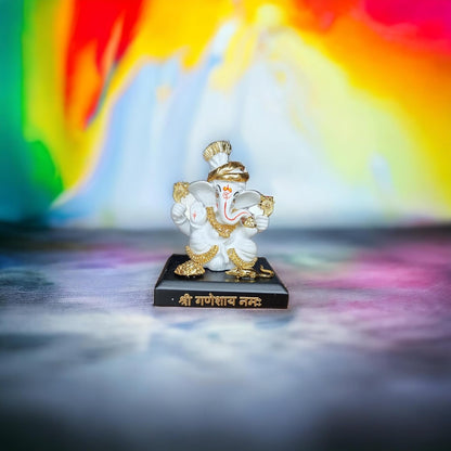 Divine Gold-Plated Ganesh Idol - Perfect God Murti for Car Dashboards and Home Decor(3 Inches)