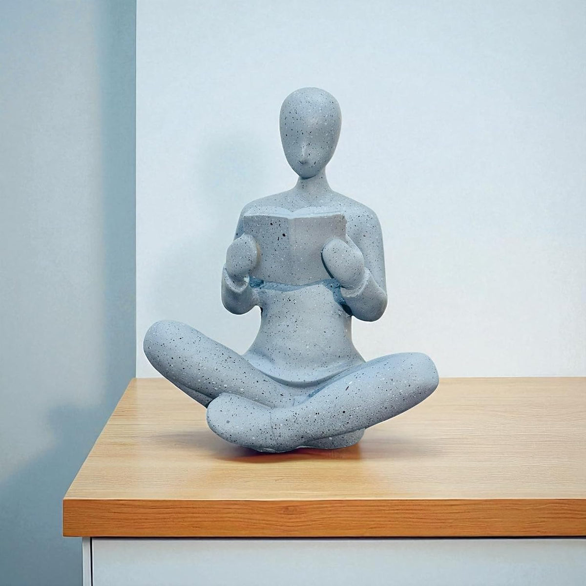 Resin Reading Man Statue (6.5 Inch) | Decorative Sculpture & Figurine for Home Decor | Modern Tabletop Showpiece for Living Room, Bedroom, Office, Shelf & Bookshelf | Grey