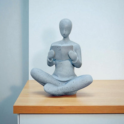 Resin Reading Man Statue (6.5 Inch) | Decorative Sculpture & Figurine for Home Decor | Modern Tabletop Showpiece for Living Room, Bedroom, Office, Shelf & Bookshelf | Grey