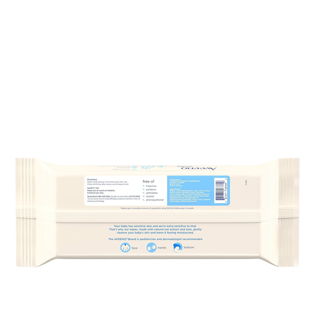 AVEENO Baby Sensitive All Over Wipes, Paraben- & Fragrance-Free, 64 ea