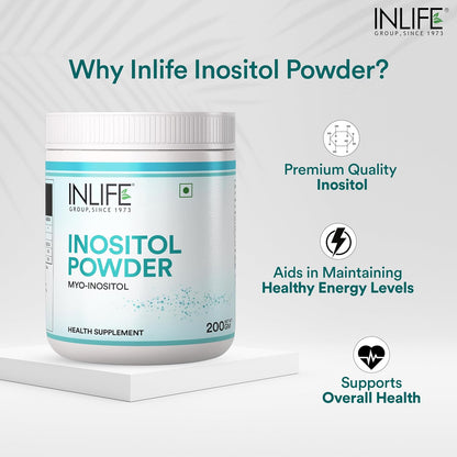 INLIFE Myo Inositol Powder Supplement, 2000mg (100 Servings, 200g)