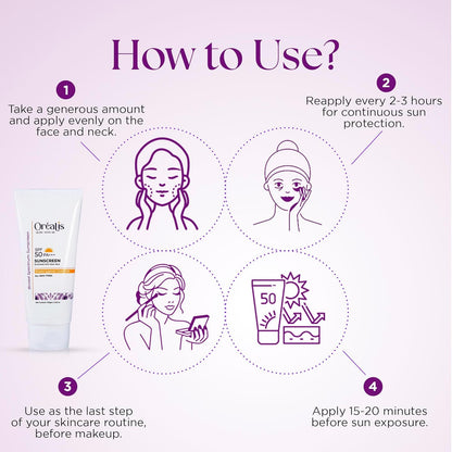 Oréalis Sunscreen Cream 100gm with UVA UVB PA+ Protection | Moisturizer with Aloe Vera | Broad Spectrum Lightweight Non-Greasy Face Sunscreen for All Skin Types Men & Women
