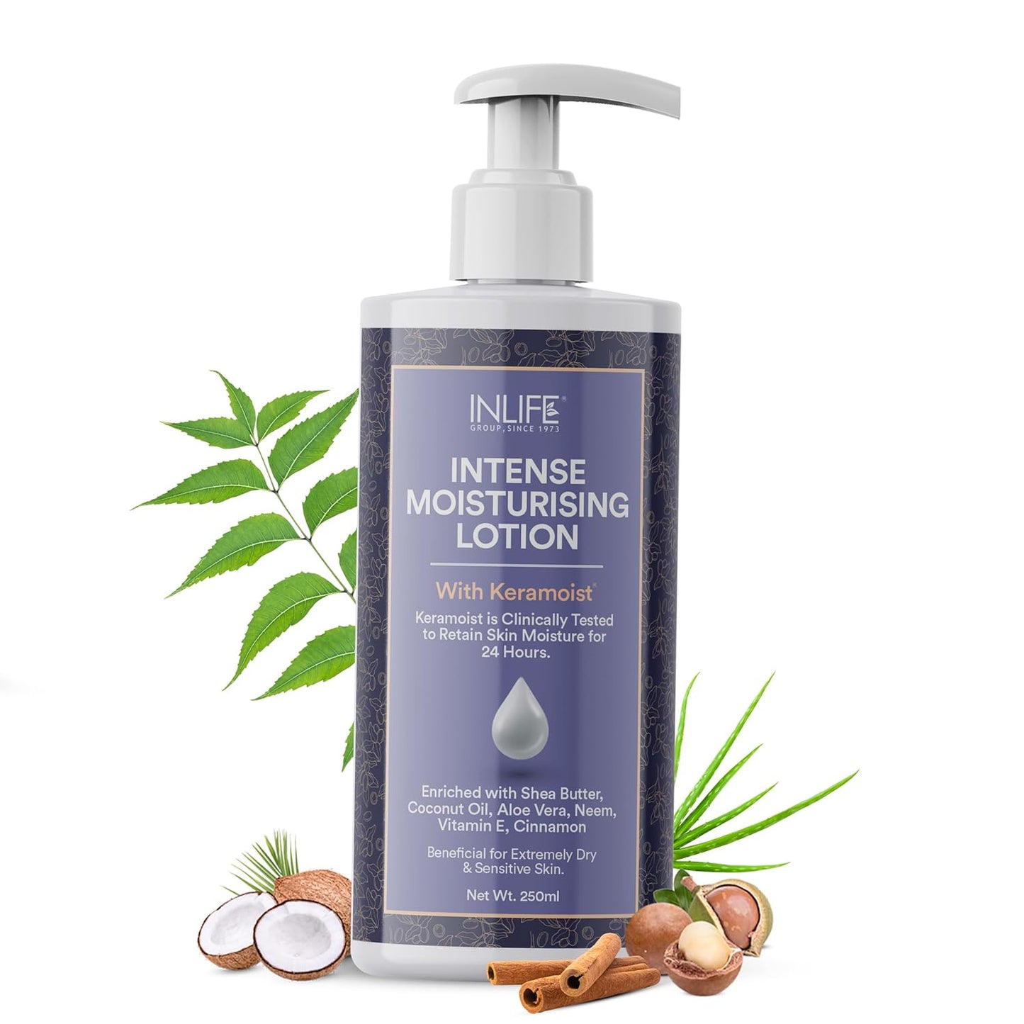 INLIFE Intense Moisturizing Lotion for Dry Skin | Shea Butter Body Lotion | Face, Body | Ultra Hydrating Moisturizer | Bottle with Pump - 250ml