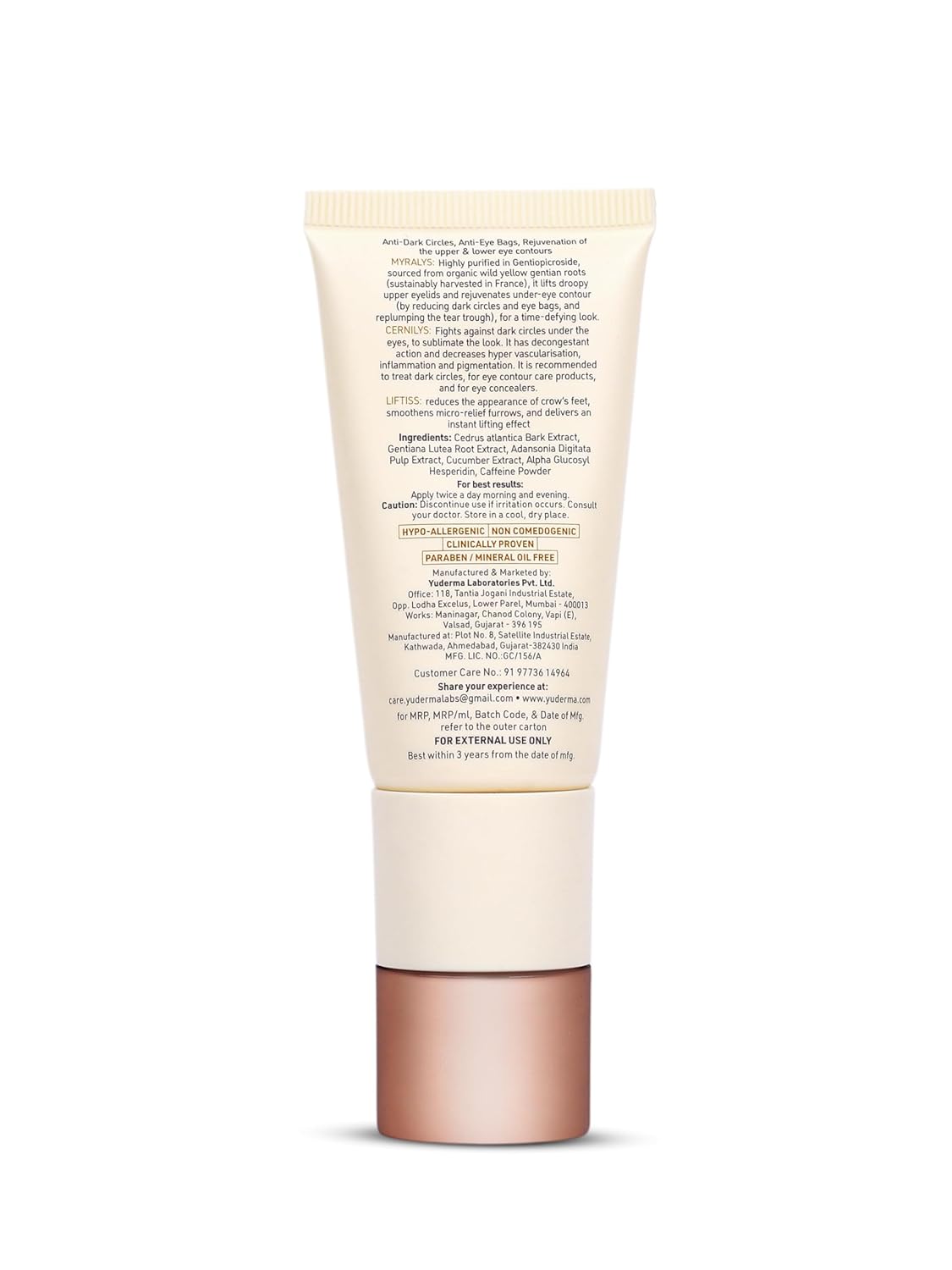 YUDERMA Yuvenex Under Eye Cream For Dark Circles – 3X Contoura Care Under Eye Gel for Dark Circle & Puffiness Treatment, Hydrating Cream for Fine Lines & Under Eye Care, 25 ml