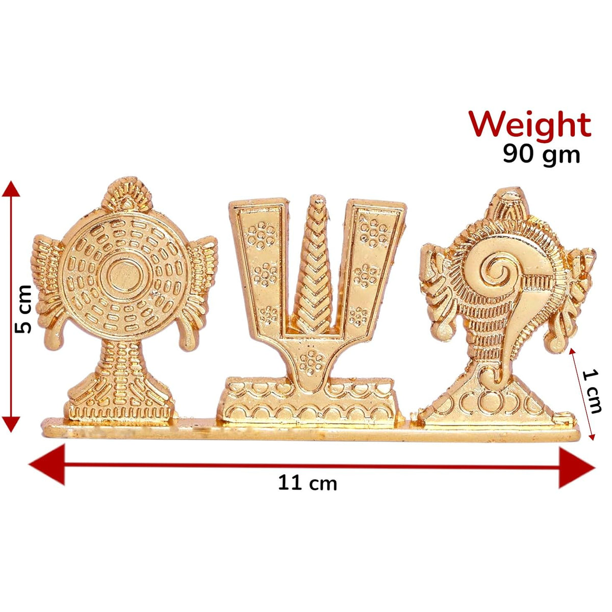 Tirupati Balaji Symbol Stand Shankh Chakra Namah Gold Plating Antique Decorative for Car Dashboard Home & Office Table Showpiece Figurines,Religious Gift Idol...
