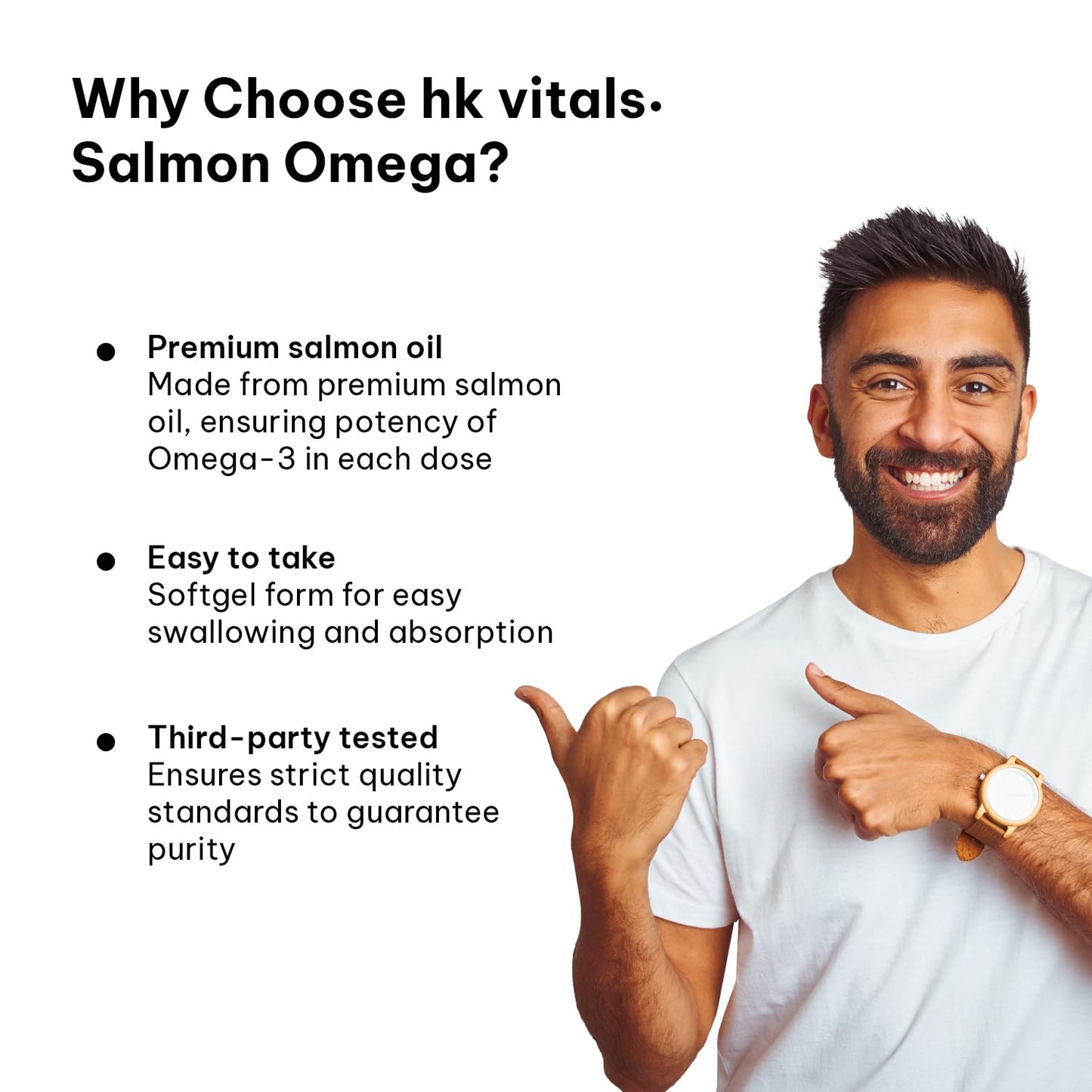 HealthKart hk vitals Salmon Omega 3 (60 Capsules) | 1000mg Omega 3 Fish Oil For Men and Women with 180mg EPA & 120mg DHA | For Joints, Brain, and Eyes Health