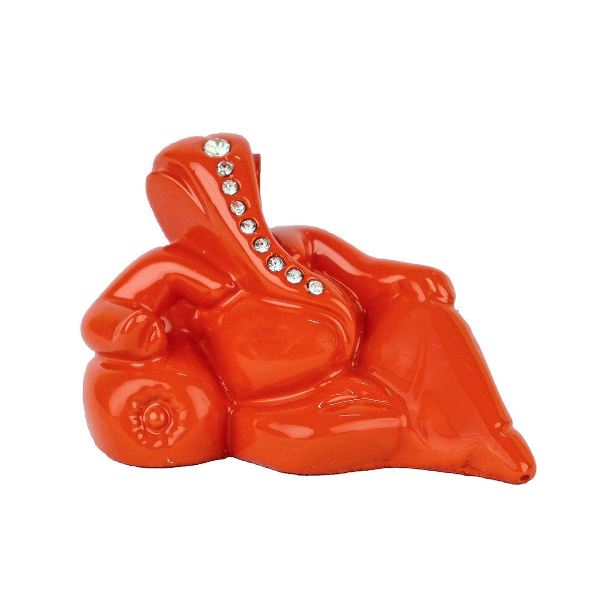 Polyresin Orange Ganesha Statue for Car Dashboard God Ganesh Murti Ganpati Idol Figurine with Double Side Tape