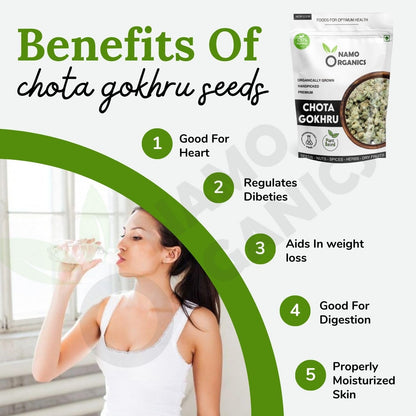 Namo Organics Gokhru Chota - 400 Gm - Tribulus Terrestris Seeds - Small Caltrops, Natural