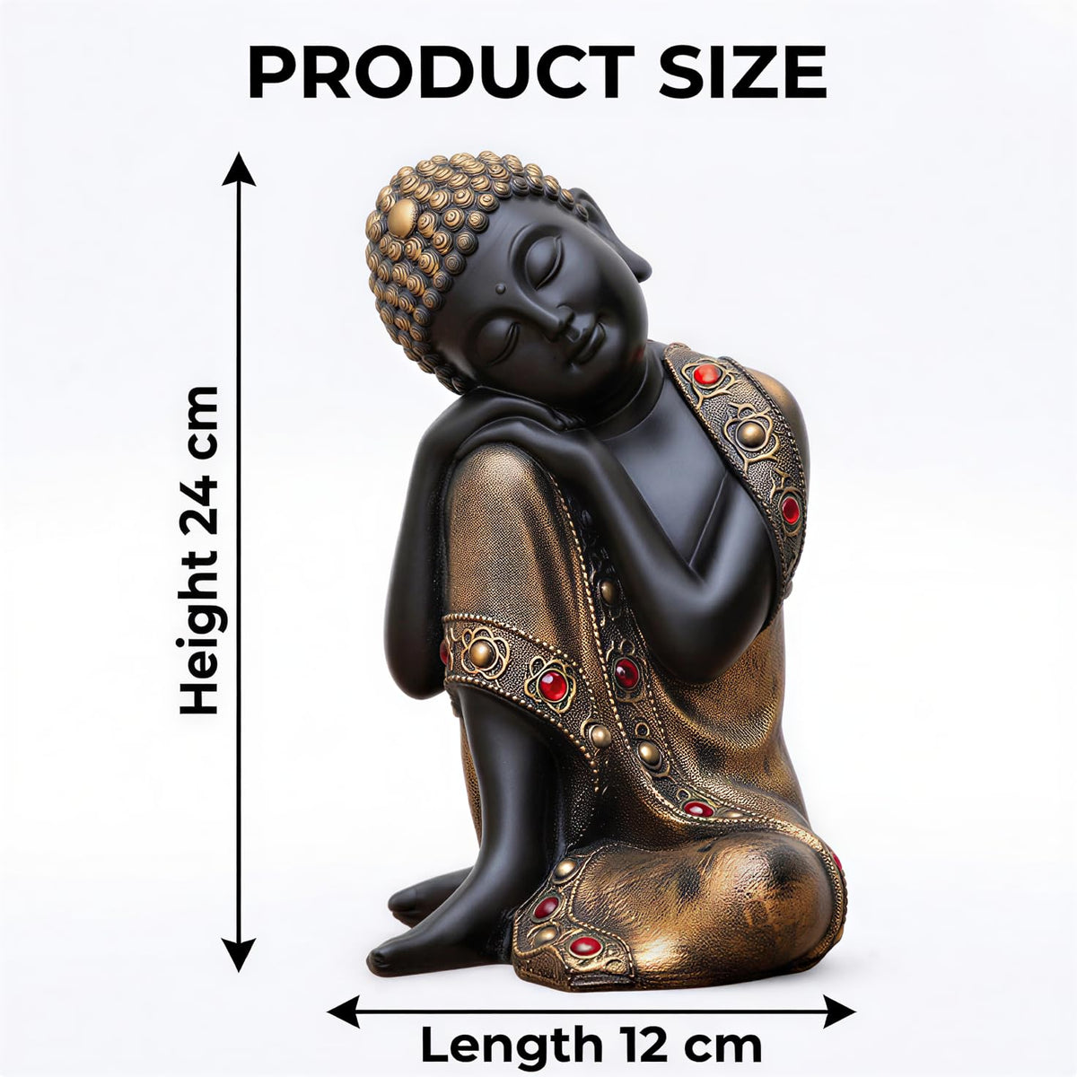 Buddha Idol Statue | Show Pieces for Home Decor Living Room (Black Golden)