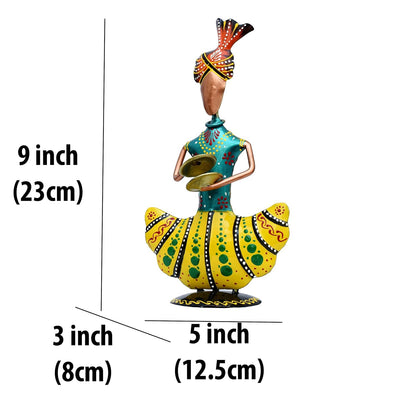 Metal Figurines for Home Decor, Traditional Rajasthani Musicians Pack of 3 Statues Home Decor Items for Living Room, Indoors (Gold Musicians)