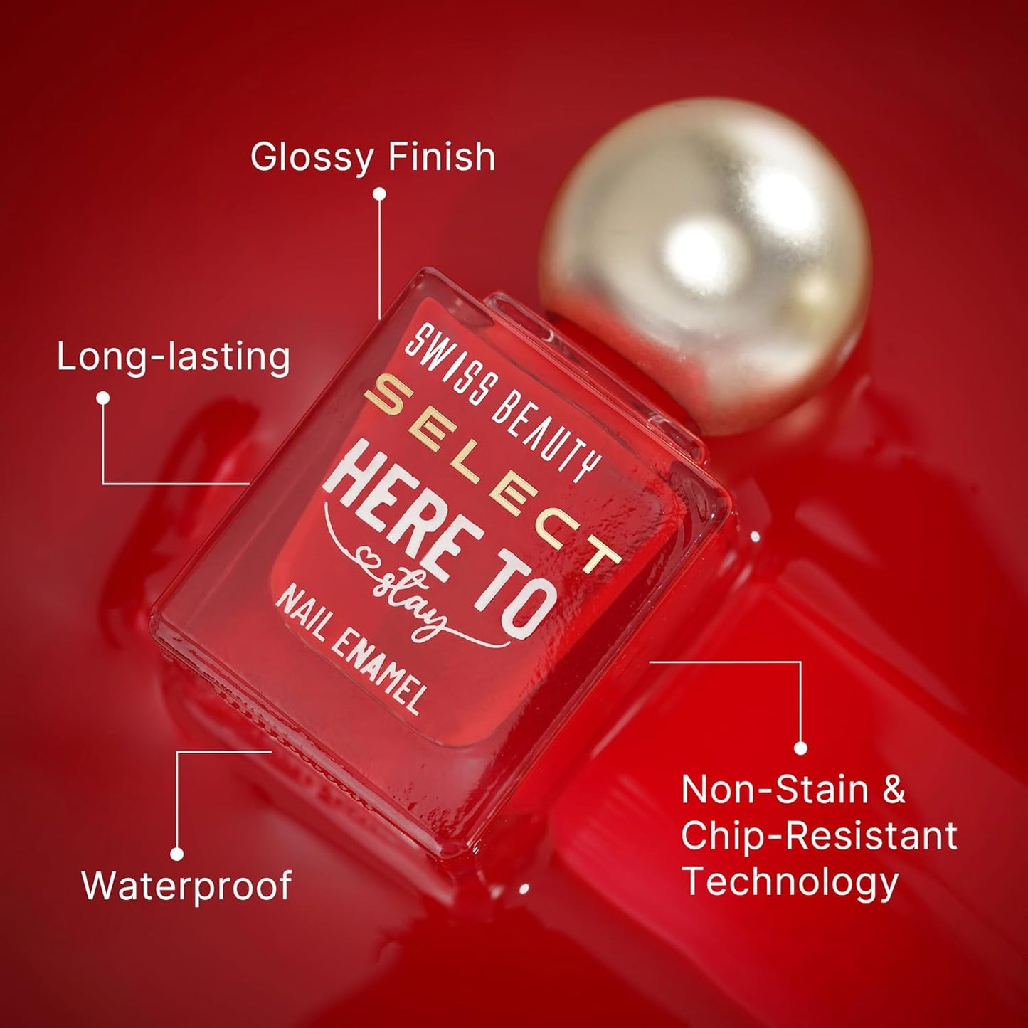 Swiss Beauty Select Here to Stay Nail Enamel with High gloss finish | Waterproof & Long-Lasting | Non - stain chip resistant | Shade- Mosaic Blue, 12ml |