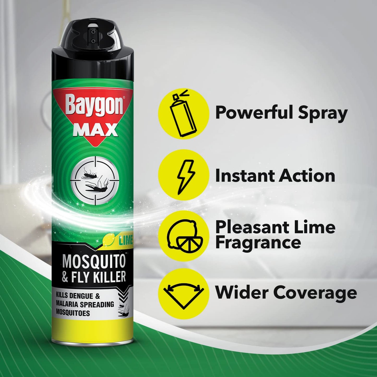Baygon Flying Insect Killer Insect Control (625ml, Green)