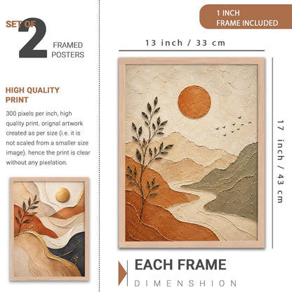 Floral Wall Art Home Decoration | Aesthetic Paintings With Frame For Living Room Bed Room Hotel Wall Decor Digital Reprint Set of 2 (13X17 inch)