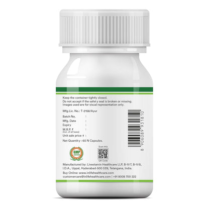 INLIFE Natural Vitamin C Amla Extract Supplement | Immunity, Overall Wellness for Men and Women - 60 Vegetarian Capsules (Pack of 1, 60)
