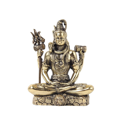Handcrafted Brass Shiv Ji Murti | Lord Shiva Idol for Meditation, Pooja Room & Home Temple | Auspicious Hindu God Statue (Design03: L6 x W3.5 x H7 cm)