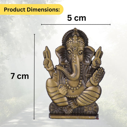 Shree Ganesh Idol for Car Dashboard – Brass Finish Hindu God Murti Compact Ganesh Ji Figurine for Car & Temple (S964-BRS)