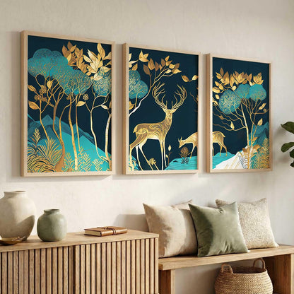 Wood Painting For Wall Decoration - Modern Art Wall Decor Framed Painting For Living Room Bedroom - Framed Wall Posters/Paintings With Frame Set of 3 (Art 12, 10x13 inch)