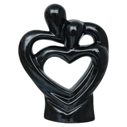 eCraftIndia Creative Modern Double Heart Romantic Couple Statue Showpiece(Resin Black)| Home Decoration Items for Living Room Bedroom Hall Office|Home Decor Gifts for Birthday Housewarming Anniversary