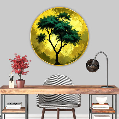 Abstract Tree modern art Premium Sparkle lamination Golden Slim Frame 50.8 cm x 50.8 cm Large Size, For Home/Office/Hotel painting GRL115