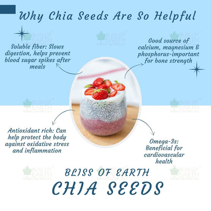 Bliss of Earth Chia Seeds 500g - Organic Raw For Weight Management - Raw Super Food With Omega & Fiber
