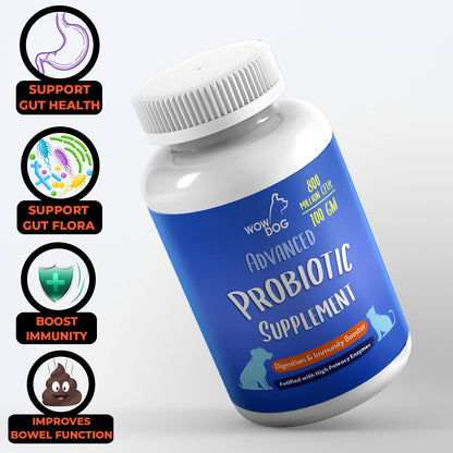 WOW DOG Digestion Supplement & Immunity Booster with Probiotic + Prebiotics Enzymes for Dogs and Cats 100 GM- Helps Relieves Diarrhea and Constipation, Reduce Gas, Helps Gut Health