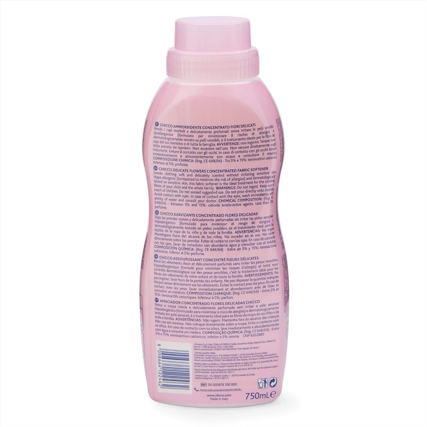 Chicco Baby Fabric Softener with New Odour Elimination Technology, Keeps Clothes Gentle, Fresh & Fragnant, Dermatologically Tested, Delicate FLowers (750ML)