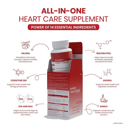 Purezen HeartThrob Heart Health Supplement, 60 Veg Capsules